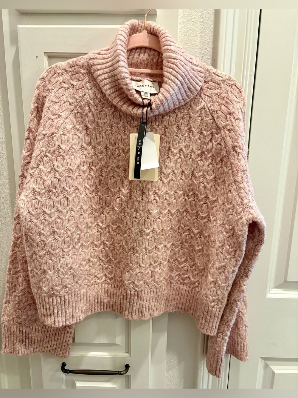NWT INDUSTRY Dusty Blush Cable Knit Cowl Sweater